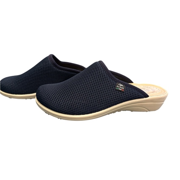 Fly Flot Blue Mesh Clogs Women's Navy Mules. Flyflot - Picture 3 of 6